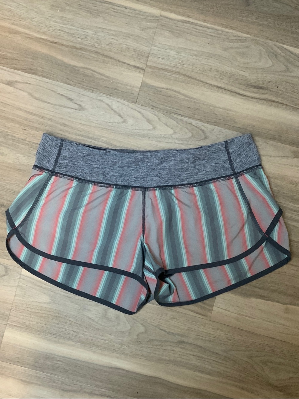 lululemon athletica Striped Red, Teal & Gray Athletic Shorts